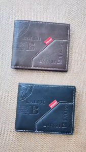 PU Leather Men Bifold Short Wallet with Zip Pocket Shopbags K439-1