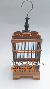 sangkar burung kecil mini kayu jati untuk burung pleci kolibri finishing pelitur