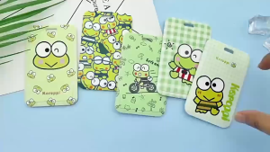 Kero Keroppi Fan Art Cute Lanyard ID Name Card Transparent Holder Retractable Keychain for Access Card / TnG