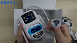 Hamrol 8MP 4K PTZ WiFi IP Camera with Dual Lens Dual Screen Color Night Vision Outdoor Waterproof 6MP Security IP Camera CCTV Surveillance Camera ICSEE APP