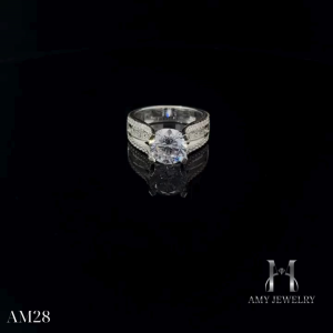 Nhẫn nữ bạc 925 công nghệ xi độc quyền NanoShield đính đá 9ly CZ- Moissanite AM28- Tặng nước rửa cao cấp