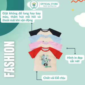 Áo Thun Gấu Trúc In Hình 3D - Phong Cách Hàn Quốc Trẻ Trung Năng Độngbé 12kg đến 33kg