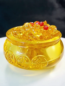 风水轩 Crystal Treasure Bowl 6/8/9/10/12cm Attract wealth Lucky Bowl  聚宝盆 黃水晶琉璃聚寶盆 家居裝飾風水佈局擺件 客廳聚財风水擺件 開業禮品吉祥物 水晶 七彩琉璃 聚财 家居摆件 黄水晶元宝 招财 元宝 五帝钱  办公室摆件 开业礼品