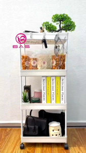 PROMO!! Rak Troli Dapur Plastik 4 Susun Rak Kamar Mandi Square Rak Serbaguna Dengan Roda Type XTC-3