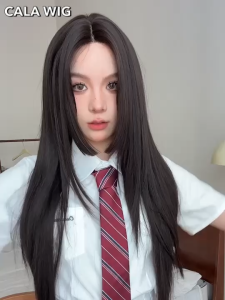 วิกผมกึ่งทอมือวิกผมตรง LS006 ไหมเกาหลี รอยแสกผมและไรผม แถมเน็ตฟรี+แผ่นกาว 3แผ่น