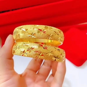 rantai leher emas 916 Genuine 9999 Real Gold Bangle Hollow Stars Gold Bracelet Wedding Buckle Gold Bracelet Lucky 3D Hard Gold Bracelet for women