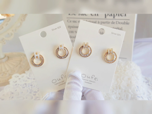 Khuyên Tai Hình Chữ H Đính Đá Màu Vàng Dáng Tròn Phong Cách Hàn Quốc OF-0853#ssl_accessories