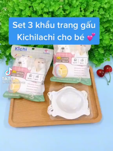 Khảu trang cho bé hình Gấu KICHI 1 túi gồm 3 cái kháng khuẩn chống bụi an toàn