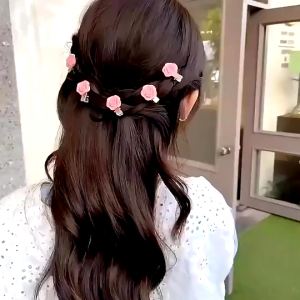 GTB Jepit Rambut Pink Soft Wanita ala Korea Style bentuk mawar love pita Bahan resin / jepitan rambut wanita aksesoris wanita A100