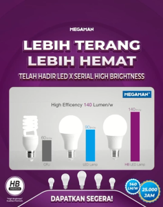 LAMPU MEGAMAN 12W LED YTA60Z2 UNGU SATUAN 12 WATT X-Serial HB GARANSI RESMI 3 TAHUN