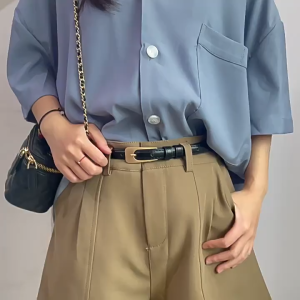 Women Faux Retro Leather Belts Thin Skinny Waistband Adjustable Belt Dress Strap Jeans Pants Decor Waistbands