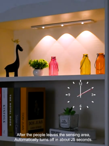 Motion Sensor Cabinet Light LED Strip 20 to 60cm Dimmable 3 Color USB Rechargeable Lighting Lamp for Home Office.