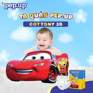 Combo 3 gói Tã/ Bỉm Quần Em Bé Pep.up Cottony 3D Gói Nhỏ Siêu Mềm Mại Siêu Khô Thoáng Size S/M/L/XL
