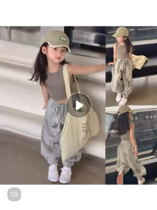 Setelan Anak Perempuan Coklat Set Terbaru Musim Panas Import Gaya Cina Baru