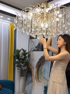 【Free Blub+Free Wall Lamp】BBLAMP Nordic Gold Ceiling Lights Chandelier Crystal Lighting For Dining Room Large Ceiling Light Fixtures Living Room Hotel Hall Decor Lamp