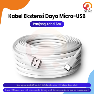 [RO ACC] KABEL CHARGER KAMERA CAMERA CCTV MICRO USB PANJANG KABEL 6 METER