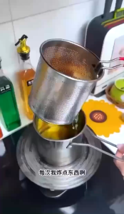 Nồi Chiên Ngập Dầu Mini Có Lưới Lọc Tiết Kiệm Dầu Chống Dính Dùng Cho Các Loại Bếp