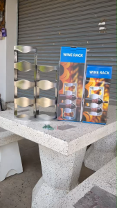 ชั้นวางขวดไวน์สแตนเลสติดผนัง ที่วางแชมเปญสำหรับยึดติดผนัง Wine Rack