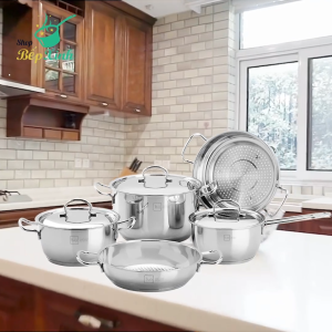 Bộ nồi chảo Inox 430 Fivestar Standard dùng được mọi bếp  tặng 5 muỗng