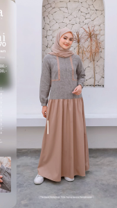 Baju Dress Gamis Wanita Ethica Ayumi 370 Brown & Promo Ramadan Big Sale