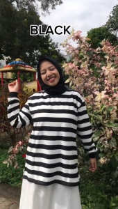 Setelan Wanita Jumbo Kekinian Darsi Set Bahan Babytery M L XL XXL 3XL Oneset Salur Baju Dan Celana