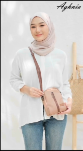 Tas Selempang Bahu Wanita Kya Zaskia Bag Aghnia Faux Leather Tali Panjang Bisa Diatur Isi Luas