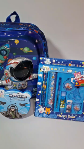 Tas Ransel Anak Sekolah TK Karakter Astronot Gambar 3 Dimensi LED Nyala