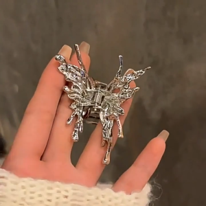 Kẹp tóc càng cua kim loại hình BƯỚM BAY bạc hot thời trang sành điệu dành cho nữ K19