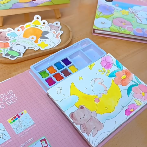 YUELU Water Color Painting Solid Childrens Coloring Book Water Painting Book Color Sketchbook Mainan Lukis Budak Perempuan Lelaki 跃鹿YUELU水彩小方糖水彩画儿童涂色本水画本水彩画填色绘本绘画