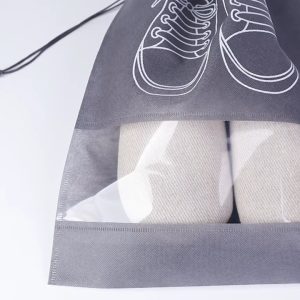 READY STOCK Non-woven Shoe Storage Bag Home Travel Organiser Eco Bag Drawstring Mouth beg storan kasut鞋子收纳袋