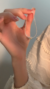 Lắc tay mì tim bi tim trơn bạc ý 925