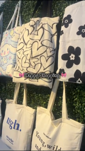 💥LOCAL💥Korean Style Tote Bag Canvas Bag Student Canvas Bag Cotton Fabric Bag Beg Sekolah Murah Tote Bag Simple Letter