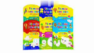 Sách - Bộ Tô Màu Bóc Dán 100+ Stickers (Song Ngữ Anh Việt) bộ 6 quyển