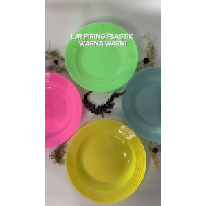 12 pcs Piring Makan plastik warna warni Berkualitas Motif murah 22 cm