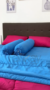 Bed Cover Set Baby Blue Fuchsia - Bed Cover 100x200 - 200x200 - Fankay