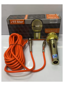 【KYLI】Heavy Duty Wired Microphone FT- KS-5000 Gold Metallic Finish with Orange Cable