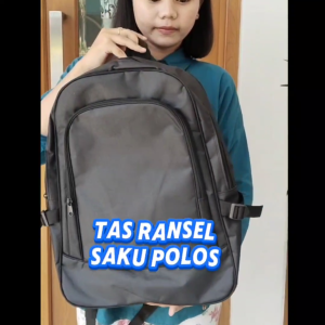 Tas Ransel Sekolah Warna Hitam Polos Saku Depan