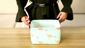 Foldable Cosmetic Storage Basket Waterproof Durable Fabric Cotton Linen Storage Box With Handle Desktop Storage Box