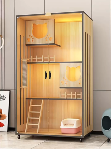 บ้านแมว อพาร์ตเมนท์แมวไม้ กรงสัตว์เลี้ยง บ้านแมว ระบายอากาศ