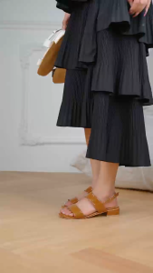 COCO#MH222 New Korean Trendy glossy Leather Elegant Heels Sandals