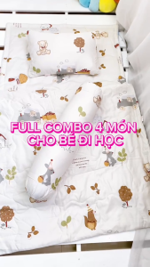 Combo 4 món Chăn gối nệm cho bé đi học Katina House vải Tencel mềm mát thấm hút tốt