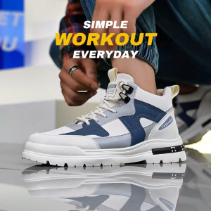 Techdoo Sepatu Sneakers Pria Tinggi Sepatu Casual Cowok Fashion Style Sepatu Santai Jalan Trendy KSR132