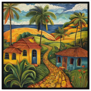 Tranh phong cảnh ngôi làng vùng biển đảotranh treo tườngdán tường trang trí phòng khách decor quán cafe.CGI-587