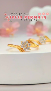 Cincin Dewasa Premium Kupu Uli Mata Hitam Lapis Emas Gold A190