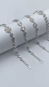 Vòng Tay Lắc Tay Nữ Bạc Ta Cỏ 4 Lá Đính Đá BẠC HIỂU MINH LTU614