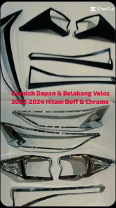 Garnish List Lampu Depan Head Lamp & Garnish Lampu Stop Belakang Avanza Veloz 2022-2025 Hitam & Chrome