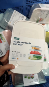 bộ 3 hộp đựng thực phẩm Việt Nhật hộp bảo quản thực phẩm để tủ lạnh Hokori 750ml1500ml2500ml.bộ lạnh 6533