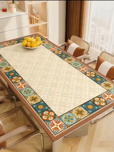 Taplak Meja Kulit Anti Slip Tahan Panas Motif Elegan