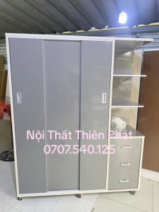 Tủ Quần Áo Nhựa Đài Loan 3 Cánh Cửa Lùa Kèm Kệ Và Hộc Kéo Siêu Đẹp Freeship Tphcm