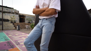 Skinny Ripped Jeans Stretch Faded OXCON